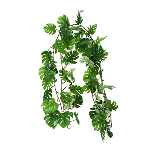 Zerodeko 3St Rattan imitierte Pflanze grüne Reben kunstpflanze Anlage künstliche Pflanzen Pflanzenblatt-Rebendekor Simulation von Monstera-Blättern Kranz Hawaii grüne Blätter Bankett Ranke von Zerodeko