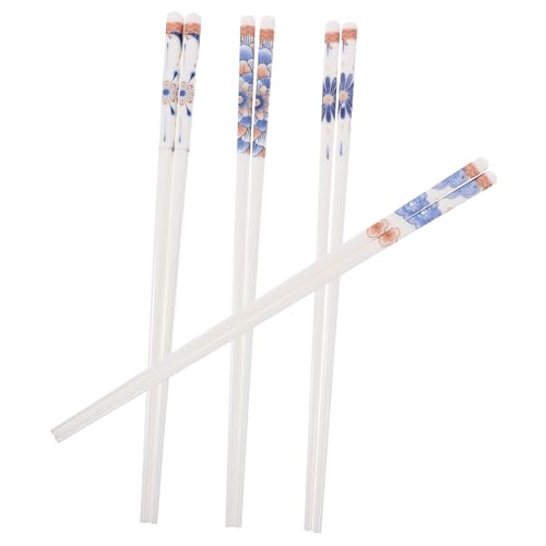 Zerodeko 4 Paare Japanische Essstäbchen aus Keramik Spülmaschinenfest Langlebig Hitzebeständig für Haushalt und Restaurant Wiederverwendbar Geeignet für Sushi Ramen und Asiatische Gerichte von Zerodeko