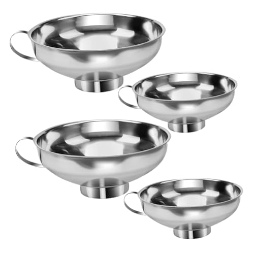 Zerodeko 4 STÜCKE Edelstahl Küchen Trichter Teiliges mit Griff Weithals für Einmachgläser und Marmelade Präzise Flusskontrolle Rostfrei Langlebig für Trockene und Flüssige Zutaten von Zerodeko