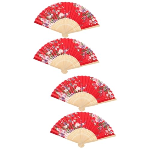 Zerodeko 4 Stück Faltfächer Aus Stoff Tanz Seidenfächer Faltfächer Aus Holz Faltfächer Für Tanzpartys Tanzende Fans Japanischer Handheld Jahrgang Fräulein Hölzern Tuschemalerei von Zerodeko