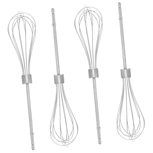 Zerodeko 4 Stück Langer Handmixer Aufsatz aus Edelstahl Kompatibel mit Handbohrern Vielseitig für Teig Tahini Fleischfüllungen Präzise Rührbesen für Sauberes Backen Wiederverwendbar von Zerodeko