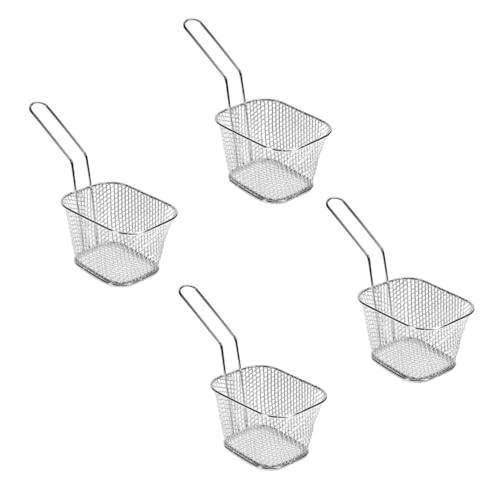 Zerodeko 4 Stück Snackkörbe Aus Mini Fritteusenkörbe Frittierkörbe Pommes Frites Aufbewahrungskörbe Frittieröl Abtropfgestell Küchenutensilien Haushalts Frittierkörbe von Zerodeko