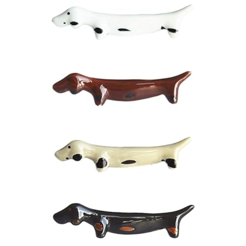 Zerodeko 4 Stück Spoon Rest löffelablage Essstäbchenablage aus Porzellan Süße Stäbchenständer Besteck Essstäbchenhalter Essstäbchen-Aufbewahrungsregal tragbar Dackel von Zerodeko