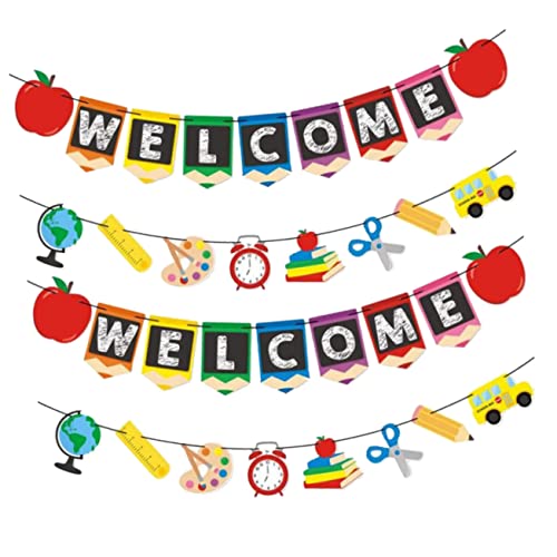 Zerodeko 4 Stück Teiliges Welcome Banner zur Einschulung Bunte Back To School Dekoration mit Klarer Farbecht und Vielseitig für Klassenzimmer Fenster Bühne Party Deko zum Schulanfang Zerodeko 4 Stück Teiliges Welcome Banner zur Einschulung Bunte Back To School Dekoration mit Klarer Farbecht und Vielseitig für Klassenzimmer Fenster Bühne Party Deko zum Schulanfang von Zerodeko