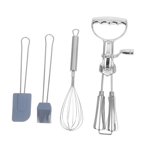 Zerodeko 4 Teiliges Backwerkzeug Set Manueller Rotierender Schneebesen Hand Schneebesen Hand Eiermixer Teigrührer Handmixer Mehlmixer Eierschläger Metall von Zerodeko
