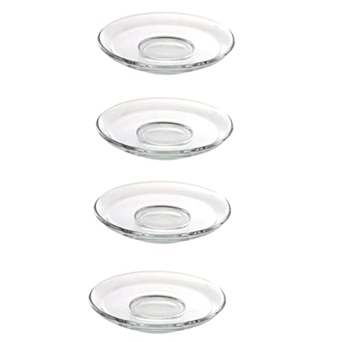 Zerodeko 4 x transparente Glas-Untertassen, rund, Kaffee, Teetasse, Dessertteller für Snacks, Obst, 9 x 9 cm von Zerodeko