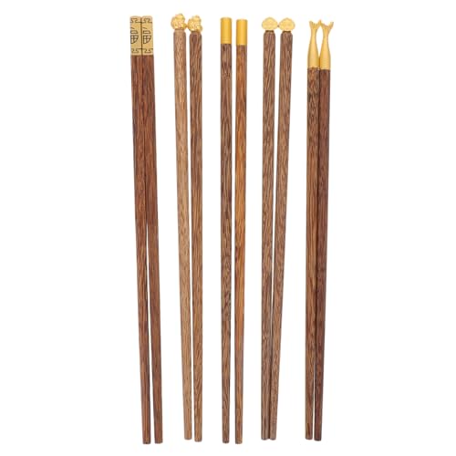 Zerodeko 5 Paar handgefertigte Essstäbchen aus Holz, wiederverwendbar, chinesisches, japanisches und koreanisches Geschirr, traditionelle Utensilien mit Box für zu Hause oder unterwegs von Zerodeko