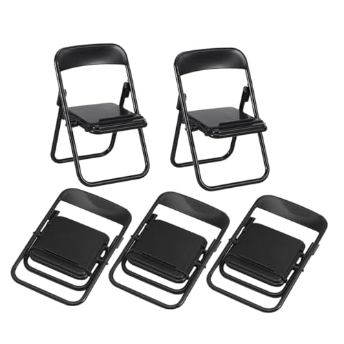 Zerodeko 5 Stück MINI STUHR-förmiger Mobilfunkhalter Mini-Stuhl-Telefonhalter-Desktop Klappstühle drinnen Puppe Miniaturstühle Miniatur-Stuhl-Requisite Telefonständerstuhl Plastik Schwarz von Zerodeko