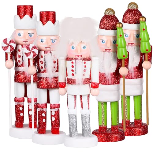 Zerodeko 5 Stück Nussknacker-Figuren aus Holz – 5. 2,5 cm bunte Soldaten-Dekorationen für den Schreibtisch, festliche Feiertags-Ornamente, Weihnachtsgeschenk für Tisch, Regal oder saisonale von Zerodeko