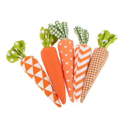Zerodeko Weicher Stoff Ostern Karotten Dekorationen 5 Stück Filz Gefüllte Karotten Mini Gemüse Ornamente für Home Tablett von Zerodeko