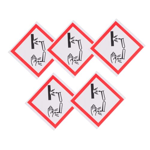 Zerodeko 5 Stück Selbstklebende Gefahrstoffetiketten Ätzend Korrosionswarnung Sicherheitsaufkleber für Chemische Stoffe Wetterfest Normkonform von Zerodeko