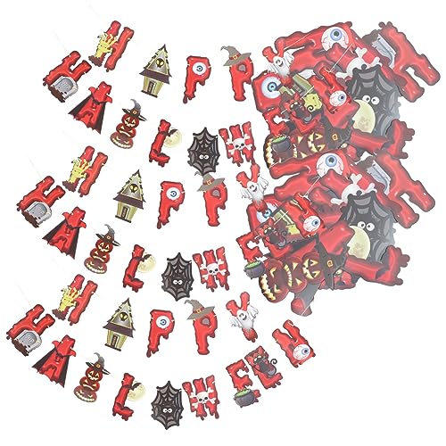 Zerodeko 5 Stück Teiliges Halloween Hängendes Banner Gruselige Party Wimpelkette Bunte Deko für Fenster Wand und Tür für Halloween Feier und Festliche Atmosphäre von Zerodeko