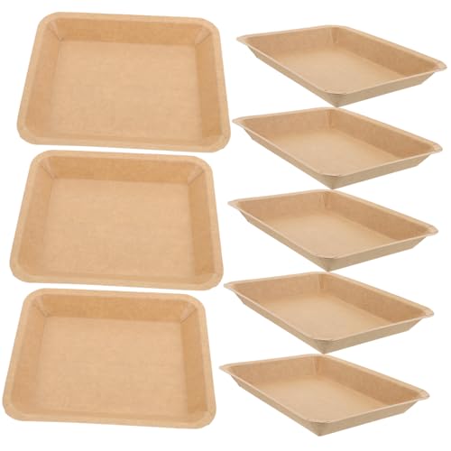 Zerodeko 50 Stück Fettdichter Grillteller Platten geteilt grill zubehör bbq zubehör Snack-Tablett Papierfutterschalen Lebensmittelboote aus Papier Essensboot Papierfächer Brown von Zerodeko