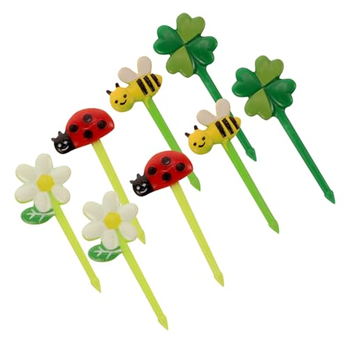 Zerodeko 5Er-Pack Teiliges Wiederverwendbare Obstgabeln für Kreative Bienen und Blumen Dekoration für Bento Boxen für Früchte Kuchen und Desserts für Jede Feier von Zerodeko