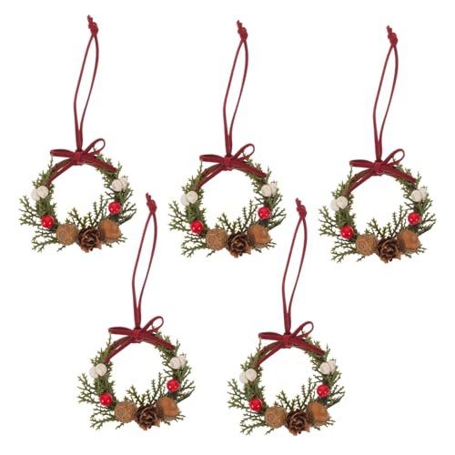 Zerodeko 5stücke Kleiner Weihnachtskranz Miniaturkränze Für Fenster Und Schränke Winterkranz Basteln Künstlicher Kleiner Weihnachtskranz Weihnachtsschmuck Für Zuhause von Zerodeko