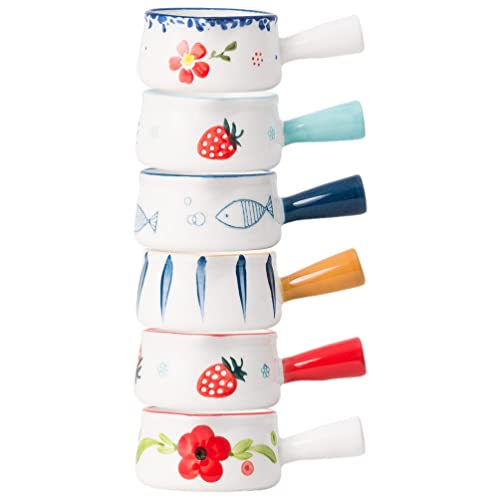 6Er Set Mini-Keramik-Milchkännchen Mit Griff, 50Ml Saucenkännchen Für Zuhause, Café Und Restaurant, Bunte Keramik-Sahnekännchen Für Milch, Sauce Und Gewürze von Zerodeko