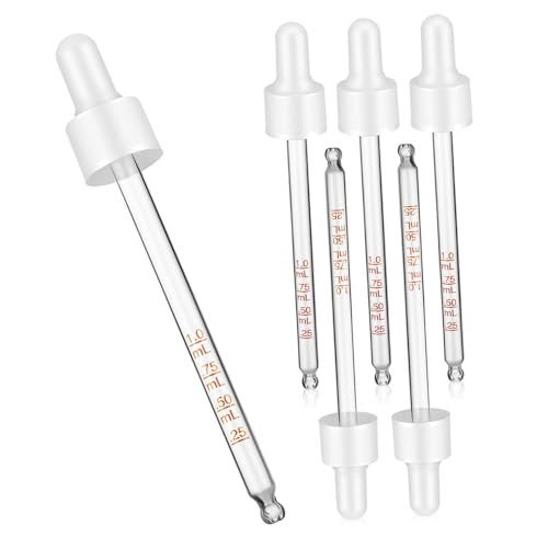 Zerodeko 6 Stück Glas Pipetten mit Weißem Gummikopf Kalibrierte Messpipetten für Präzise Flüssigkeitsdosierung Klare Graduierung Vielseitig Einsetzbar für Labor Kosmetik und Öltransfer von Zerodeko