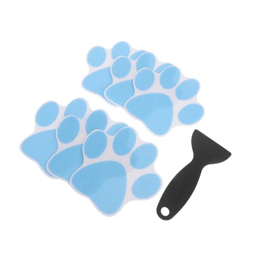 Zerodeko 6 Stück Teiliges Rutschfester Badewannen Aufkleber mit Blauem Pfotenmuster Selbstklebende Antirutsch Sticker für Dusche Badewanne Treppen Sicher und Dekorativ Inklusive Schaufel von Zerodeko
