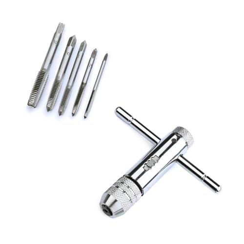 Zerodeko 6 Stück Teiliges Verstellbares T Griff Ratschen Gewindeschlüssel mit Robustem Stahl für Rechts und Schnelle Ratschenfunktion Geeignet für Metall und Aluminiumbearbeitung von Zerodeko