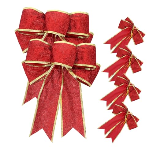 Zerodeko 6 Stück Weihnachtsbögen mit Glitzer Einzigartige Schleifen für Weihnachtsbaum und Partydekoration Große DIY Bänder Rot für Festliche Anlässe Zerodeko 6 Stück Weihnachtsbögen mit Glitzer Einzigartige Schleifen für Weihnachtsbaum und Partydekoration Große DIY Bänder Rot für Festliche Anlässe von Zerodeko