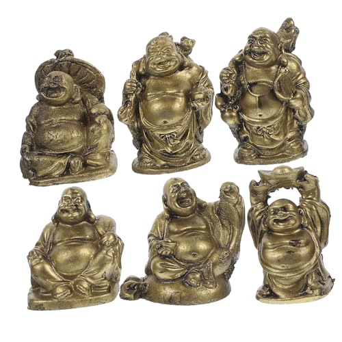 Zerodeko 6st Maitreya-Set Fengshui-Buddha-Statue Religiöse Geschenke Desktop- Maitreya-Buddha-Ornament Home Decoration Chinesische Deko Buddha-skulptur Buddhafigur Harz Haushalt Büro Regal von Zerodeko