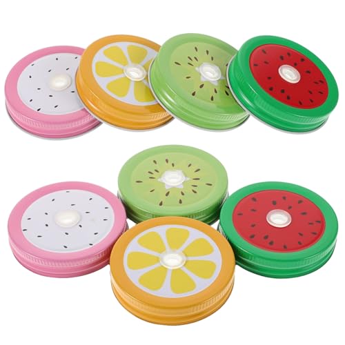 Zerodeko 8Stücke Einmachglas Deckel mit Strohhalmloch Auslaufsichere Deckel für Mason Flaschen Kreative Fruchtmuster für Smoothies und Säfte Öffnungsgläser Zerodeko 8Stücke Einmachglas Deckel mit Strohhalmloch Auslaufsichere Deckel für Mason Flaschen Kreative Fruchtmuster für Smoothies und Säfte Öffnungsgläser von Zerodeko