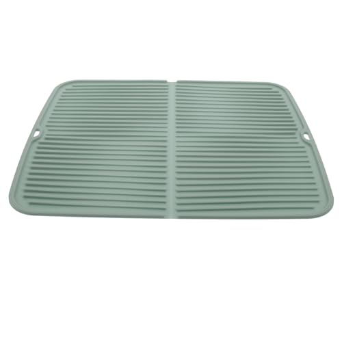 Zerodeko Abtropfmatte Küchentrocknung Hitzebeständig Rutschfest Mehrzweck Geschirrabtropfer Pad mit Drainage Grün Kompakt Rollbar als Untersetzer für Tisch und Arbeitsplatte von Zerodeko