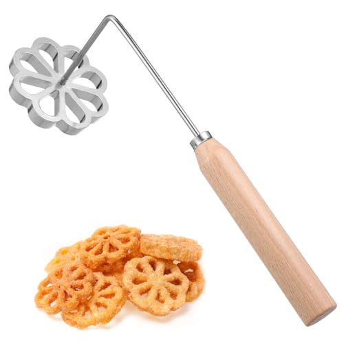 Zerodeko Aluminium Legierung Backform mit Holzgriff Filigranes Blumenmuster Hitzebeständig Langlebig Ergonomisch für Anfänger Geeignet DIY Snackform Backwerkzeug von Zerodeko