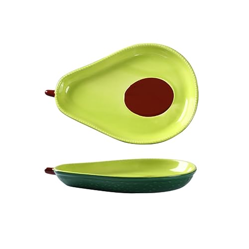 Zerodeko Avocadoförmiger Keramik-salatteller Dessertteller Obstaufbewahrung Snackteller 16 5 Cm Grün von Zerodeko