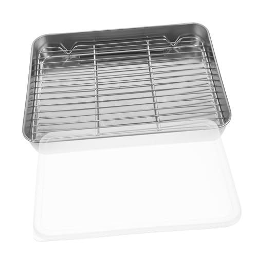 Zerodeko Backform mit Rack und Abdeckung Rechteckige Bratpfanne für Backen und Grillen Langlebige und Pflegeleichte Bratpfanne für Ofen und Camping von Zerodeko