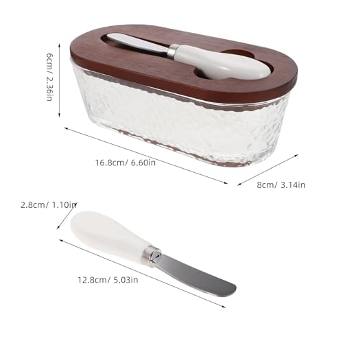 Zerodeko Butterbehälter aus Glas mit Holzdeckel, luftdicht verschließbares Käse-Serviertablett mit Cuttermesser für die Aufbewahrung auf der Arbeitsplatte und im Kühlschrank Zerodeko Butterbehälter aus Glas mit Holzdeckel, luftdicht verschließbares Käse-Serviertablett mit Cuttermesser für die Aufbewahrung auf der Arbeitsplatte und im Kühlschrank von Zerodeko