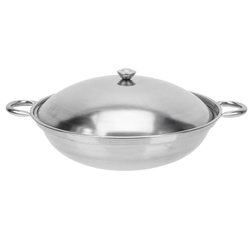 Zerodeko Campingkocher Bratpfanne aus Edelstahl Schmorpfanne rostfreier Wok flache Pfanne Bratpfanne mit Antihaftbeschichtung Campingkochgeschirr Kochgeschirr für den Haushalt von Zerodeko