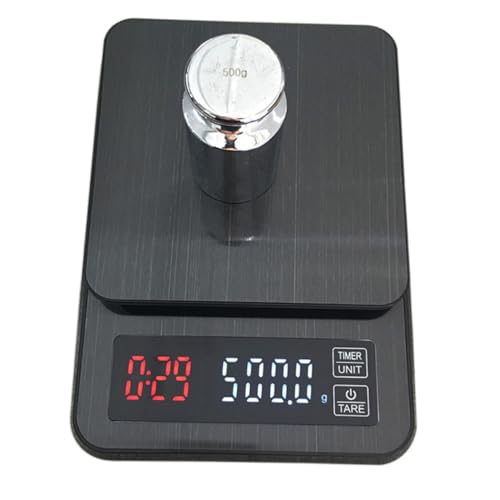 Zerodeko Digitale Küchenwaage mit Timer Hochpräzise Wiegefunktion für Kaffee Backen und USB Betrieben Schwarz ohne Batterien von Zerodeko
