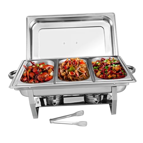 Zerodeko Edelstahl Buffet Chafing Set Buffet Wärmer mit Deckeln Rechteckiger Gastro Speisenwärmer für Catering Restaurant Einfache Reinigung Langlebig Vielseitig Einsetzbar von Zerodeko