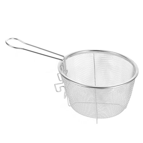 Zerodeko Edelstahl Frittierkorb mit Klappbarem Griff Hitzebeständiger Runder Siebkorb für Fettarmes Frittieren Platzsparend und Leicht zu Reinigen für Kleine Küchen und Sichere von Zerodeko