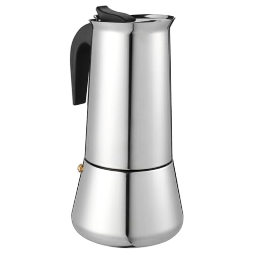 Zerodeko Edelstahl Kaffee Pot mit Verbrüh Griff Druckausgleichend für Herd und Büro Komfortabel Langlebig für Personen Moderne Kaffeekanne für Espresso und von Zerodeko