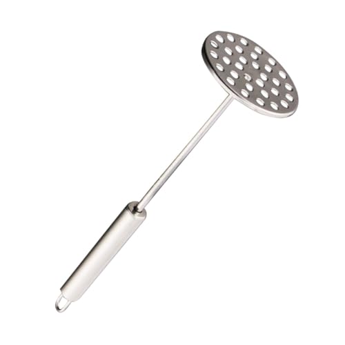 Zerodeko Edelstahl Kartoffelpresse Rund Küchenhelfer für Kartoffelpüree Gemüse und Obst Stampfer Robust Tragbar für Camping und Alltag von Zerodeko