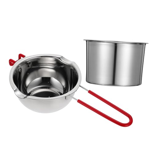 Zerodeko Edelstahl Schmelztopf mit Silikongriff Kompakter Schokofondue und Käse Schmelzbehälter Hitzebeständig und Rutschfest für Camping und Outdoor Kochen von Zerodeko