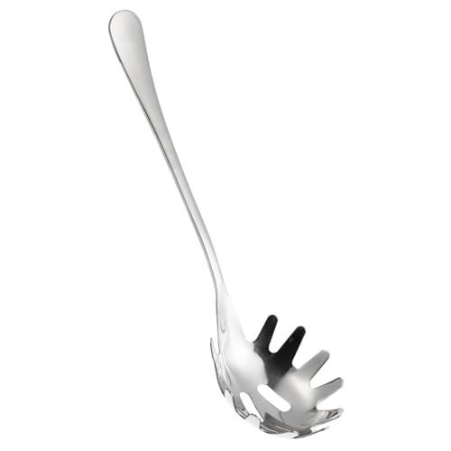 Zerodeko Edelstahl Spaghettilöffel Multifunktional Nudelkelle Nudelzange Praktischer Servierlöffel Für Spaghetti Pasta und Weitere Speisen Küchenhelfer Robust und Leicht Zu Reinigen von Zerodeko
