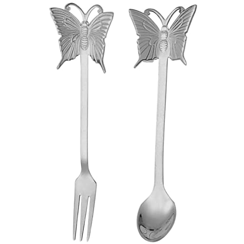 Zerodeko 1satz Kaffeelöffel Und Dessertgabel Set Edelstahl Besteck Für Desserts Vorspeisen Und Partys Elegantes Design Leicht Und Tragbar Für Zuhause Und Gastronomie von Zerodeko