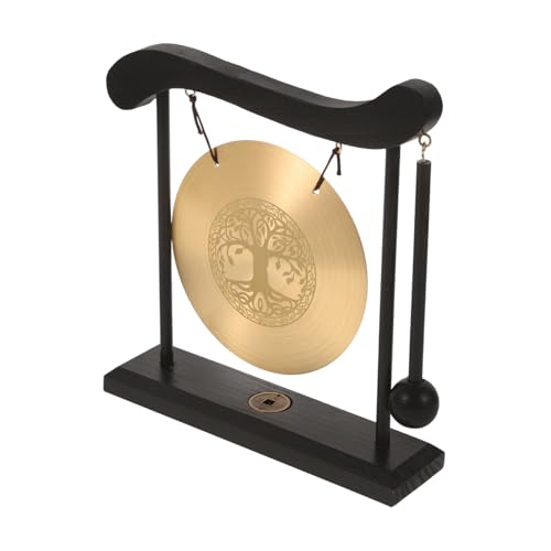 Zerodeko Tischgong Mit Ständer Und Schlägel Vintage-gong-Dekoration Heimdekor Für Schreibtisch Exquisites Handwerk Mit Lebensbaum-Muster von Zerodeko