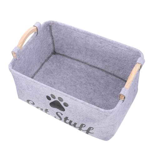 Zerodeko Filz Aufbewahrungsbox für Haustierspielzeug mit Holzgriffen Großer Organizer für Hunde und Katzenspielzeug Faltbarer Pet Toy Container zur Ordentlichen Aufbewahrung von Zubehör von Zerodeko