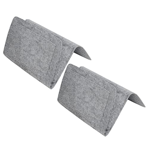 Zerodeko Filz-Aufbewahrungstasche Fürs Bett 2er-Pack Filz-Organizer Filztasche Für Gadgets Nachttisch Schreibtisch Modern Hellgrau von Zerodeko