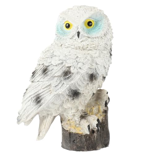 Zerodeko Gartenharz Realistische Schneeeulen-Ornamente Hoflandschaft Psychologischer Sandtisch Sandhandwerk (blauäugige Eule) 1 Stück Eulenstatue Im Freien Waldtierfigur Schreibtisch Bonsai von Zerodeko