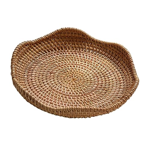 Zerodeko Geflochtener Aufbewahrungskorb Wicker Snackschale Multifunktionale Brotkorb Obstschale Küchenkorb für Wohnzimmer Hotel Dekoration und Geschenk von Zerodeko