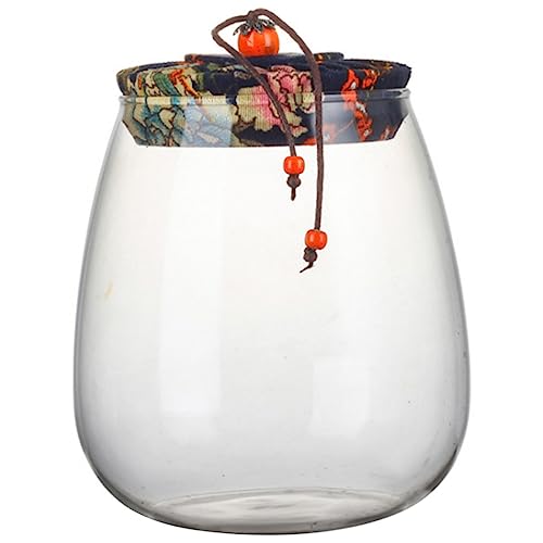 Zerodeko Glasbehälter Für Lose Teeblätter Eleganter Teedosen Mit Korkdeckel Und Schöner Stoffabdeckung Zur Aufbewahrung Und Dekoration Für Teeliebhaber von Zerodeko