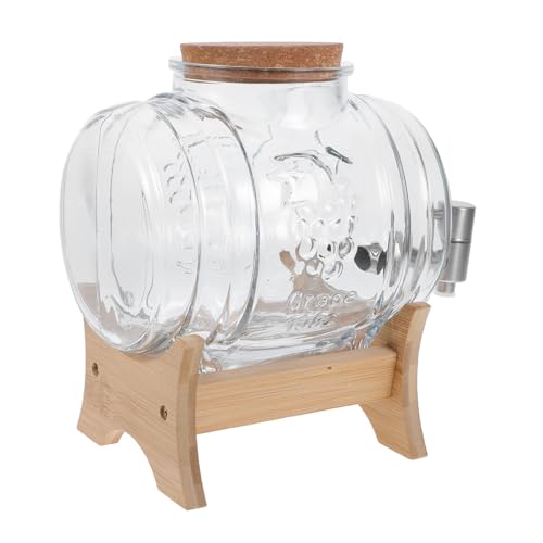 Zerodeko Glasfass Getränke Weinfass Eimer Für Whiskyfässer Fass Mit Ständer Whiskyfass Mit Zapfhahn Spender Für Die Weinherstellung Weinspenderfass Weinfässer Transparent Rostfreier Stahl von Zerodeko