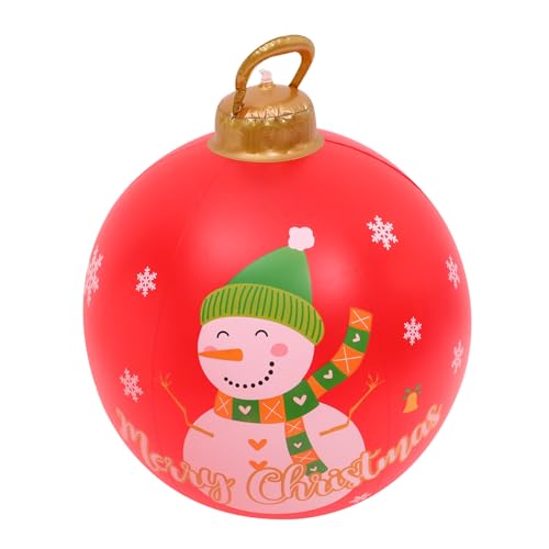 Zerodeko Große Aufblasbare Weihnachtskugel Outdoor PVC Weihnachtsdeko Halbtransparent Rot mit Schneemann Garten Dekoration Festliche Christbaumkugeln Außen Weihnachten Sphere von Zerodeko