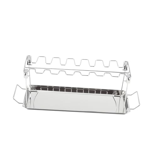 Zerodeko Hähnchenschenkel und Flügelgestell aus Slots Bbq Rack mit Auffangschale für Gleichzeitiges Grillen von Hähnchenbeinen und Flügeln für Outdoor Picknick und Grillpartys von Zerodeko