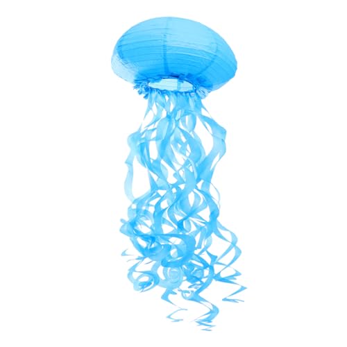 Zerodeko Handgefertigte Quallen Laterne aus Papier Faltbare DIY Lampion Blaue Formlaterne für Party und Festivaldeko Geeignet für Kinderzimmer und Garten Meerjungfrauen Themenfeiern von Zerodeko